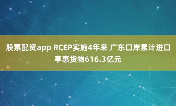 股票配资app RCEP实施4年来 广东口岸累计进口享惠货物616.3亿元
